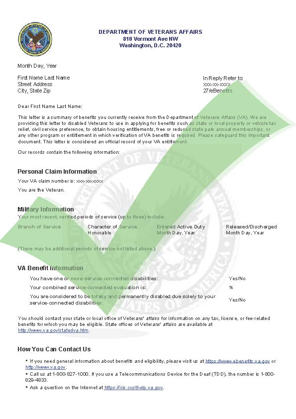 Benefit Summary Sample Letter